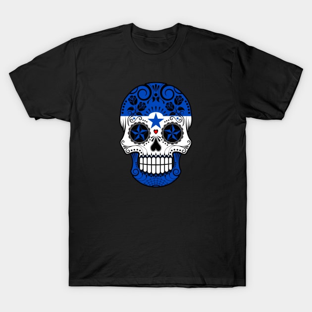 Honduras Flag Sugar Skull with Roses T-Shirt by jeffbartels